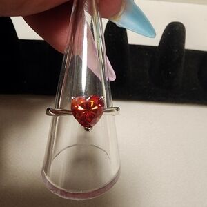 Heart-Shaped 2ct Red Moissanite Sterling Silver Ring